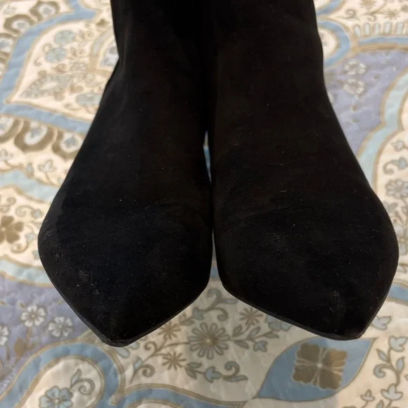 Marc Fisher Faux Black Suede Pointed-Toe Ankle Booties - Picture 5 of 8